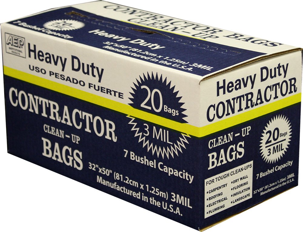 Heavy Duty Contractor Bags, 32" x 50", 3 ml (Pack of 20) S971