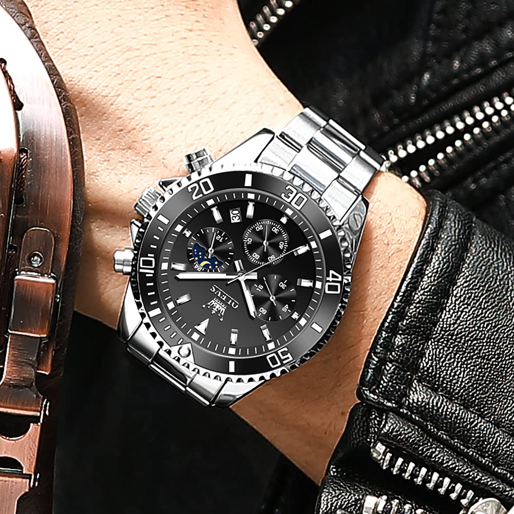 Stainless Steel Analog Quartz Chronograph Waterproof Luminous Watch M1145