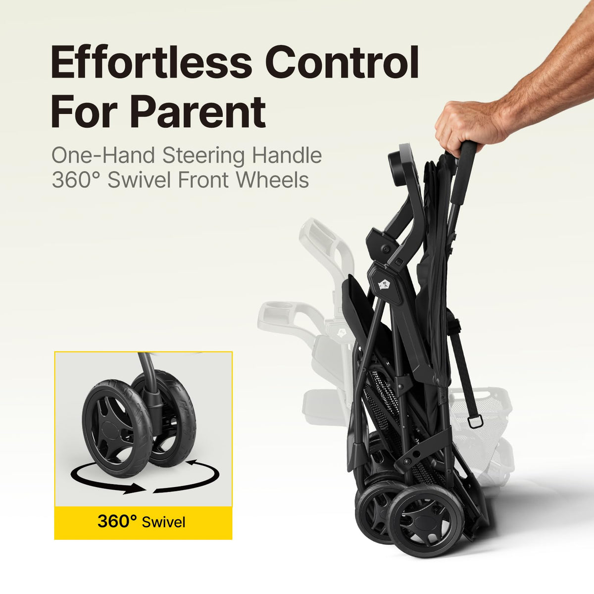 Lightweight Travel Stroller with Near-Flat Recline Seat Q7611