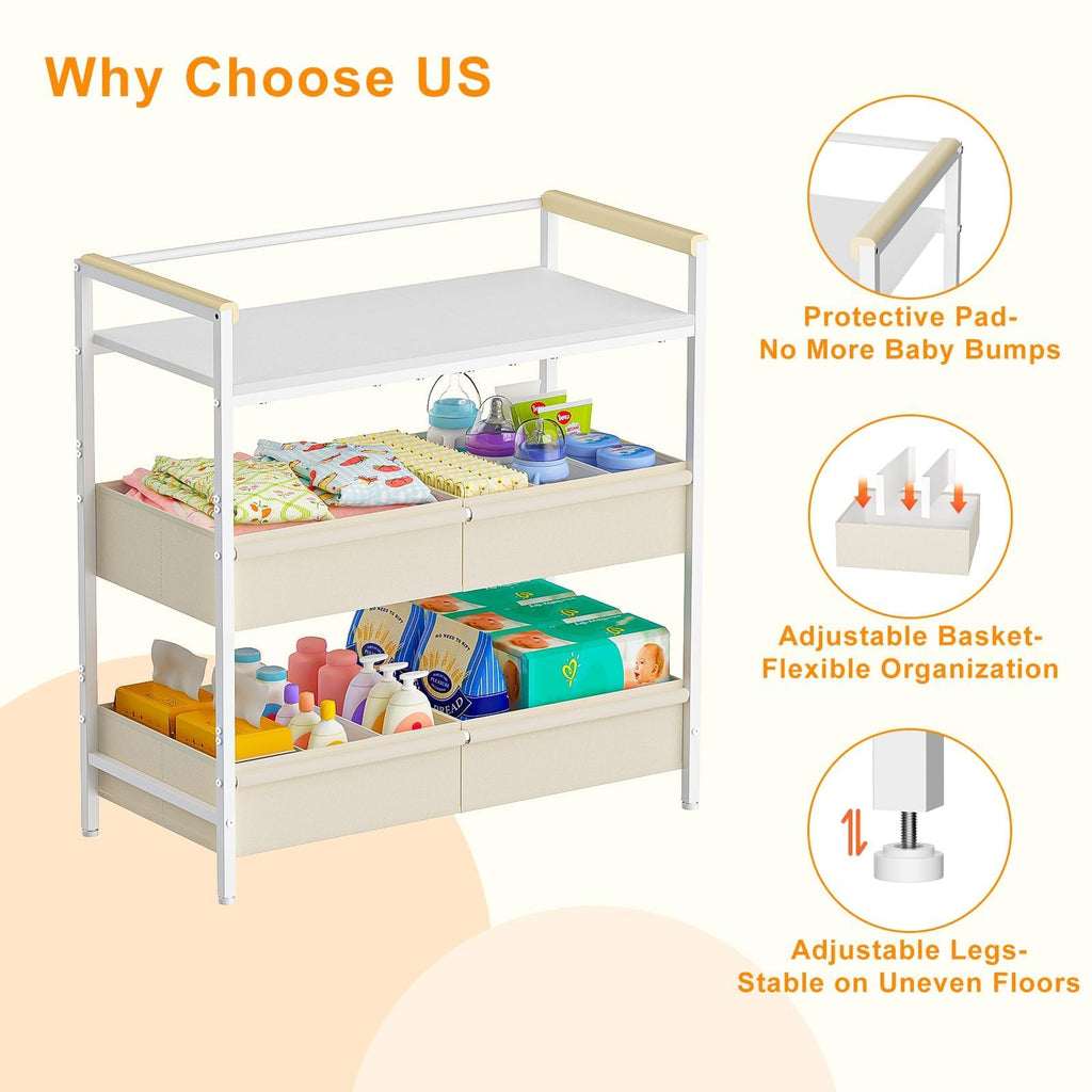 White Baby Changing Table with Storage G342