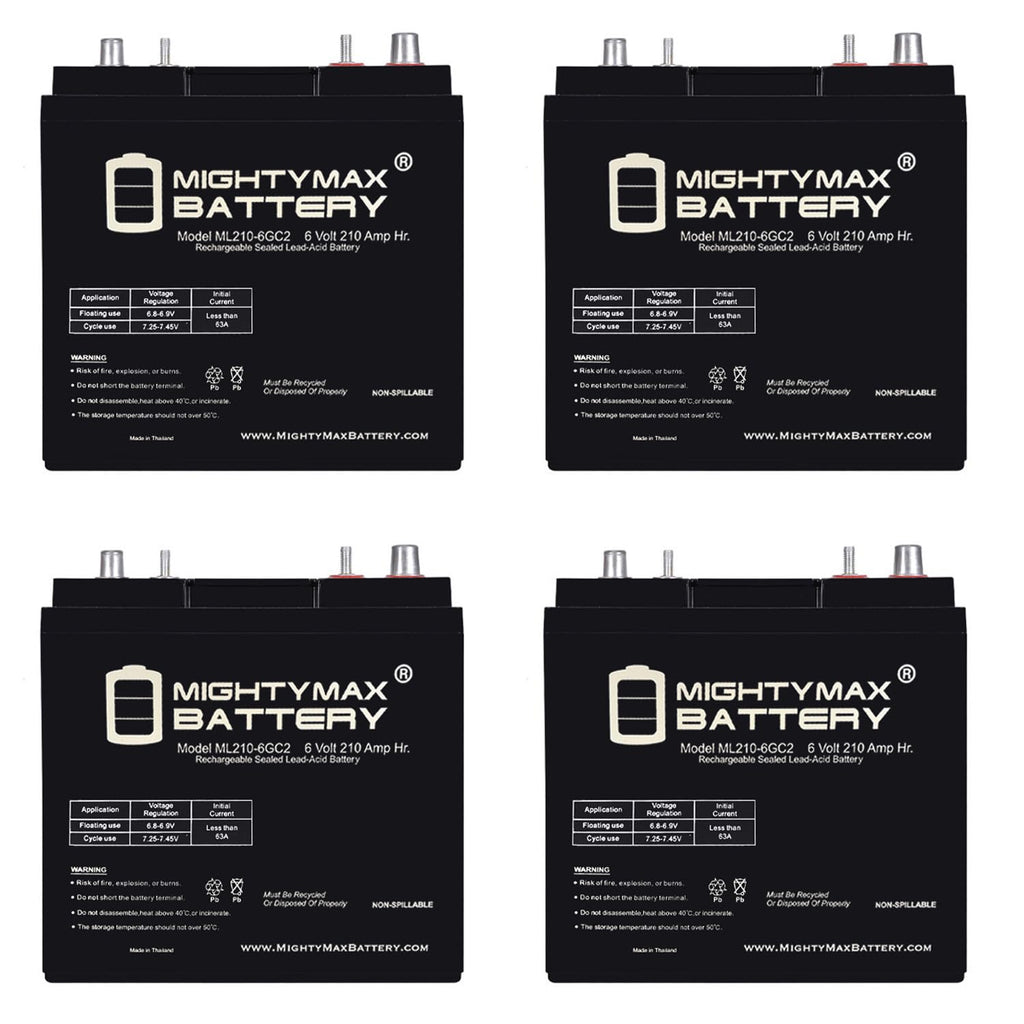 6V 210AH Dual Terminal SLA Replacement Battery 4 Pack V711470