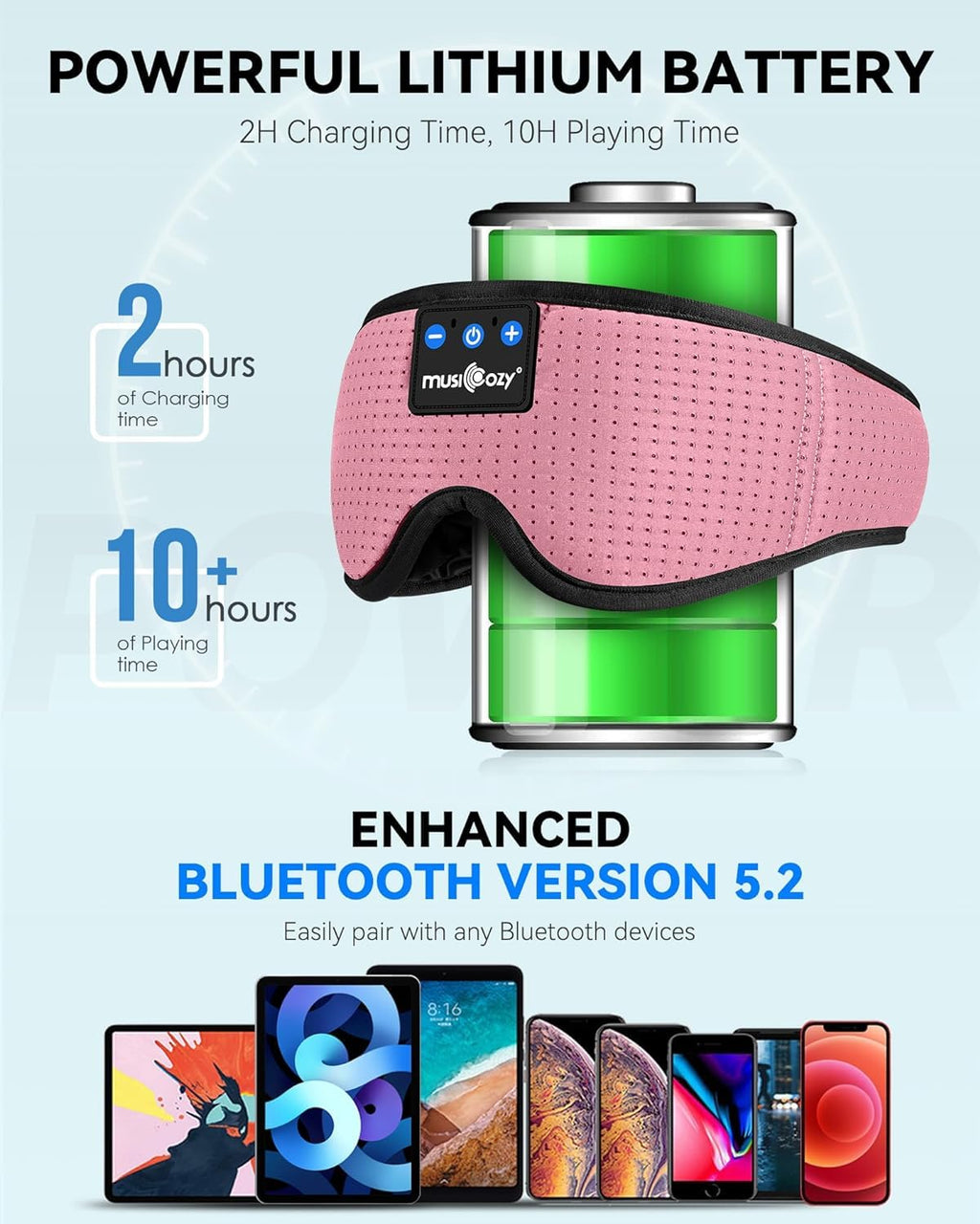 Bluetooth Sleep Headphones Eye Mask Headband K792280
