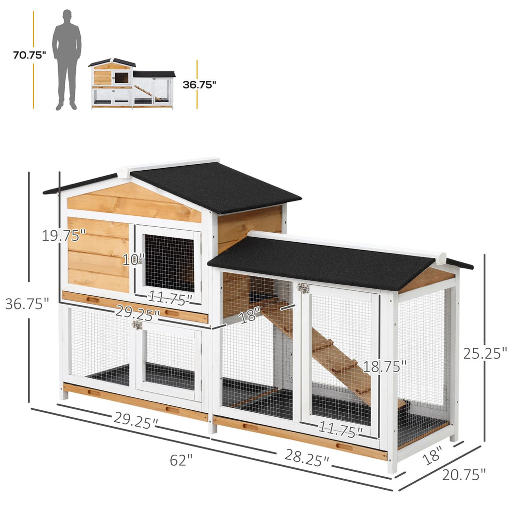 2-Story Wooden Rabbit Hutch with Ramp R10502
