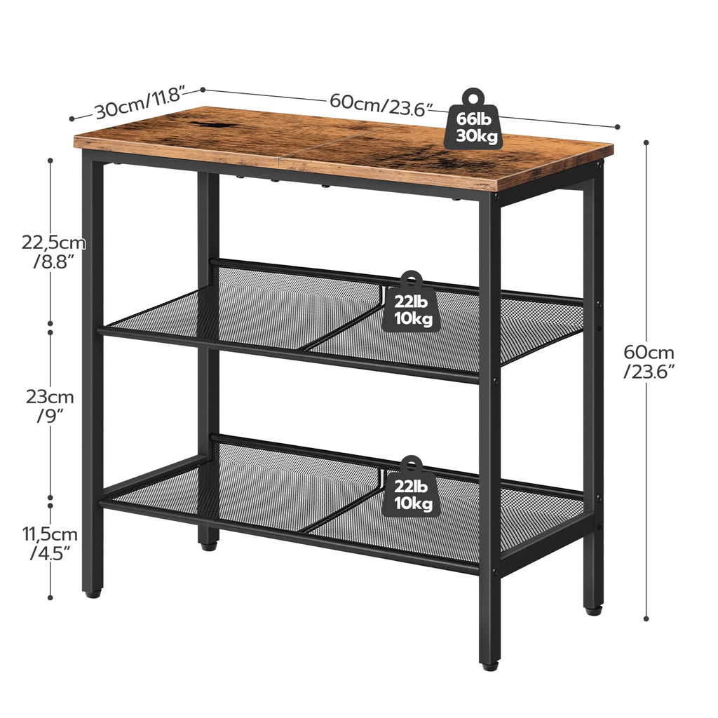 3-Tier Narrow End Table with Adjustable Shelves W41396