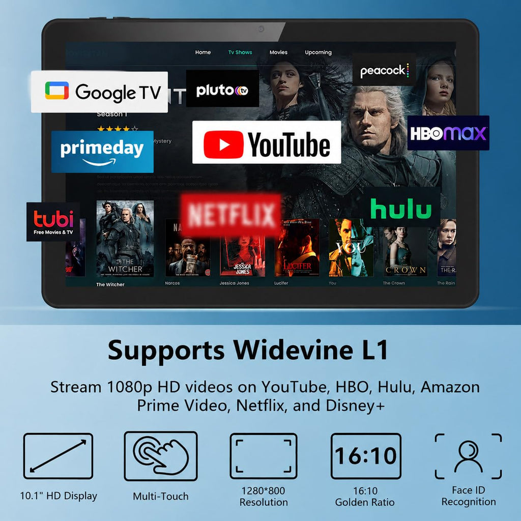 Android Tablet 10 inch, 26GB RAM 128GB ROM 7000 mAh Black H875