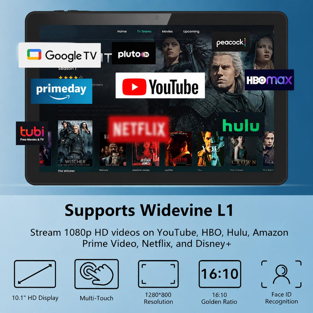 Android Tablet 10 inch, 26GB RAM 128GB ROM 7000 mAh Black H875