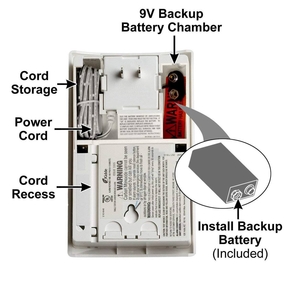 Carbon Monoxide Detector, Plug-In with Digital Display G925