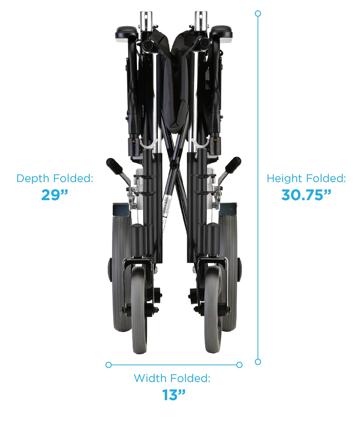 Lightweight Transport Chair with Locking Hand Brakes, Black B800