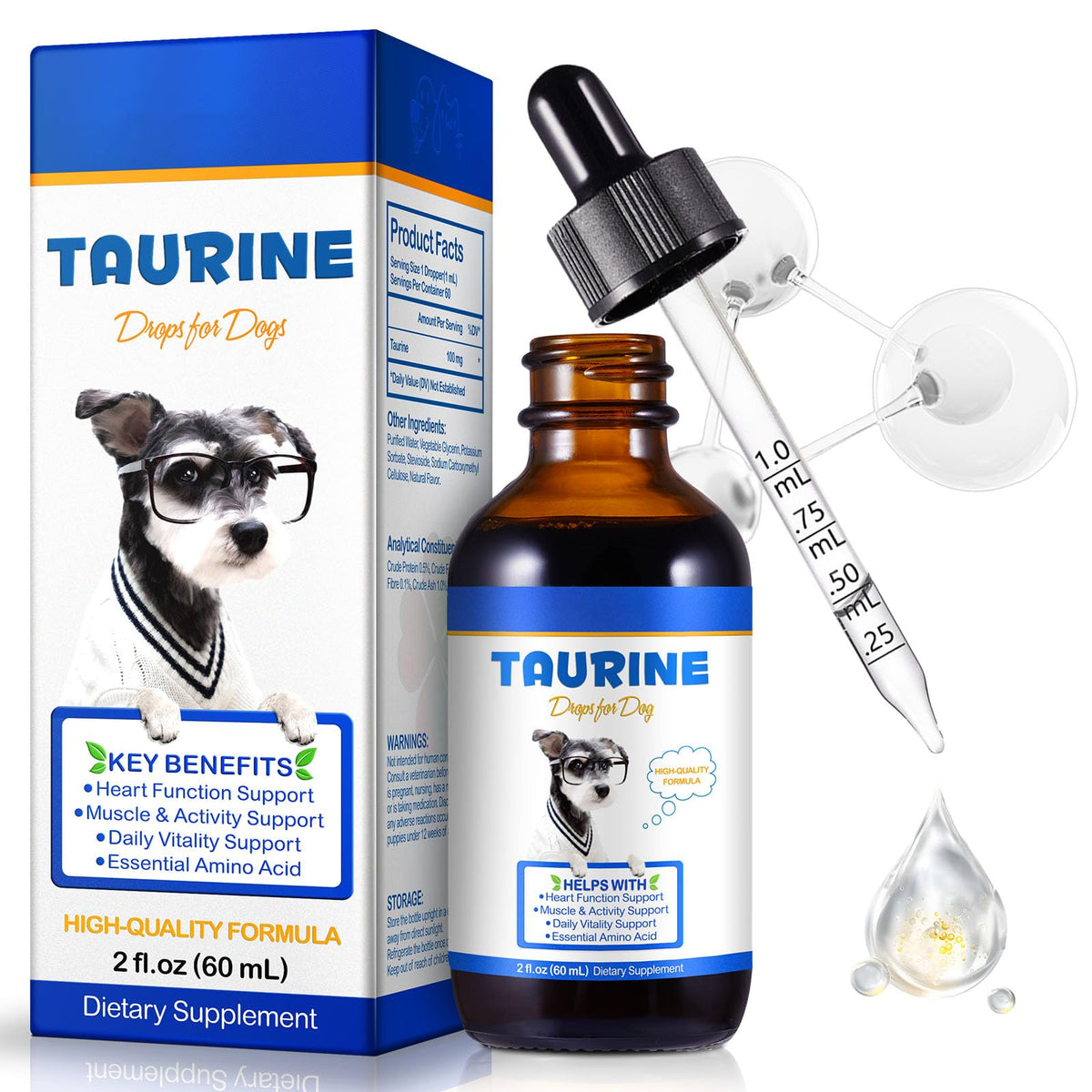 Taurine Liquid Supplement for Dogs 60ml V3055