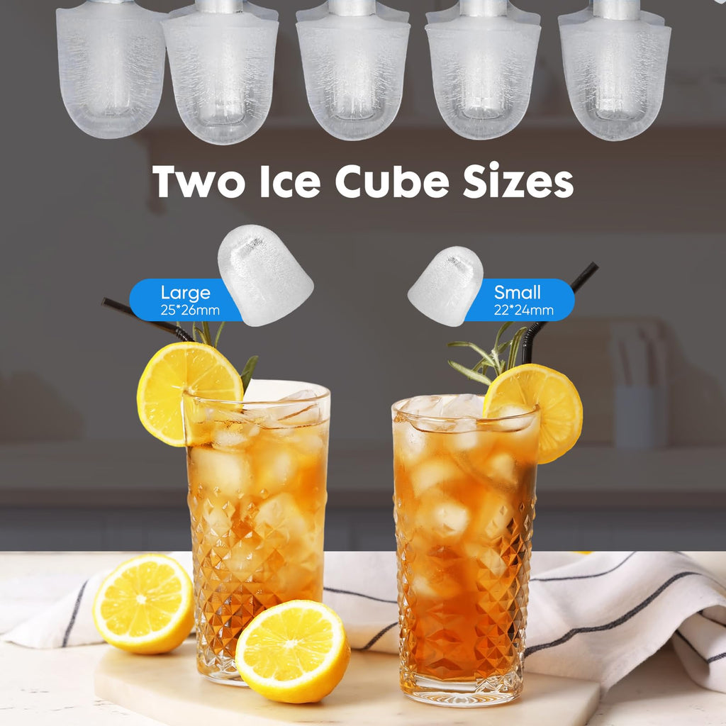 Countertop Ice Maker Machine with Handle, Self-Cleaning, 2 Sizes Bullet Ice, Black J354276