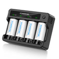 Rechargeable D Batteries with 4 Bay Battery Charger W837