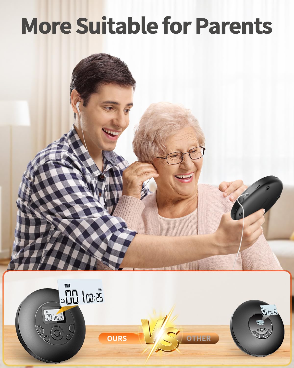 Portable CD Player Rechargeable with Headphones N37274