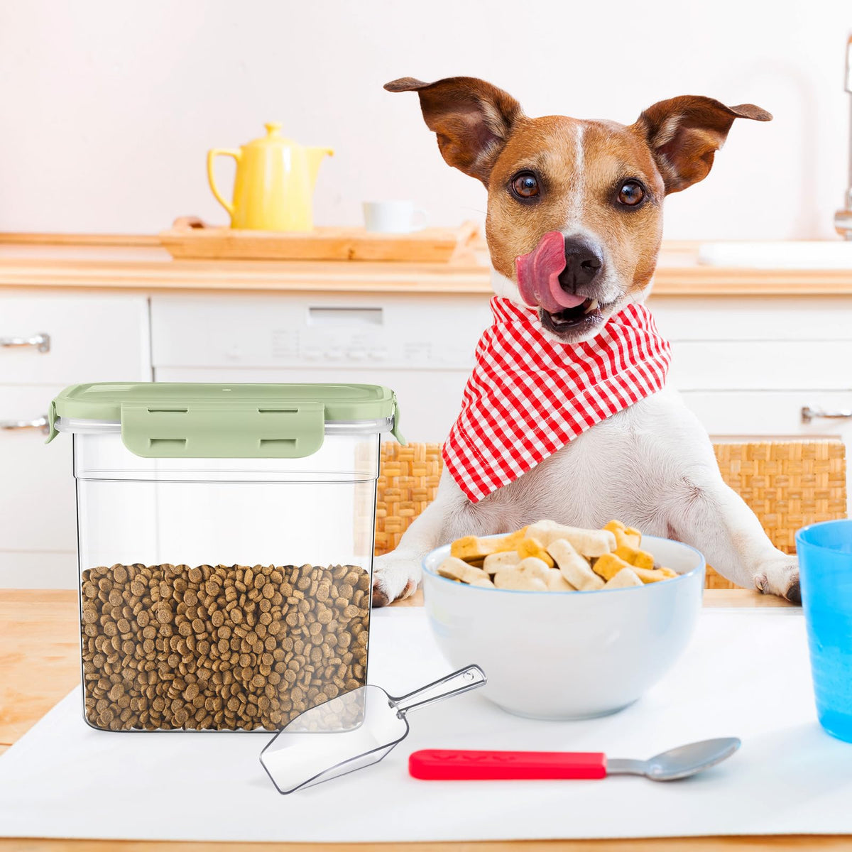 6 Pcs Dog and Cat Food Storage Containers with 2 Scoops G436155