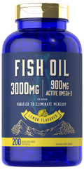 Fish Oil 3000mg 900mg Omega 3 200 Softgels Lemon Flavor I589404