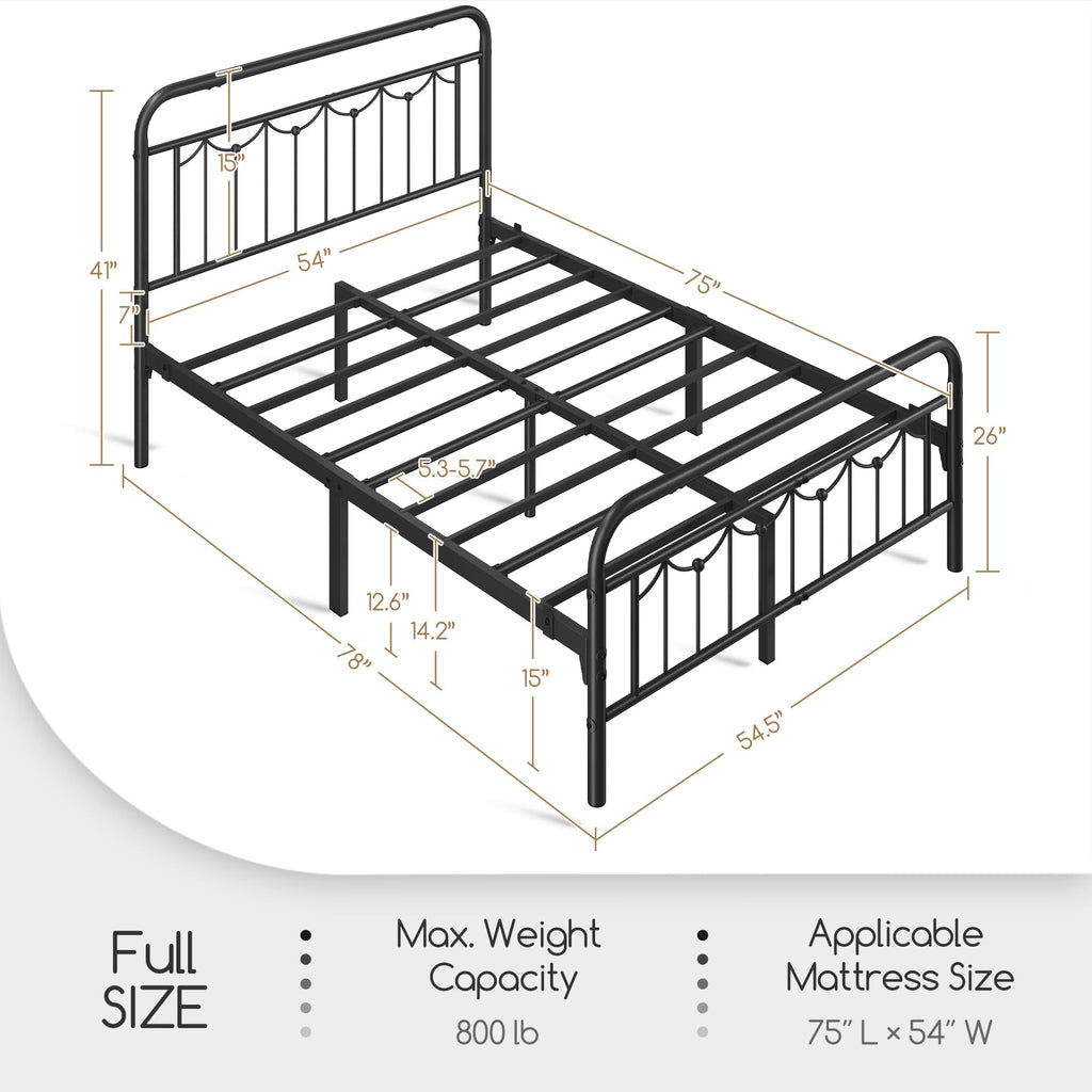 Black Metal Bed Frame with Spindle Headboard D11005