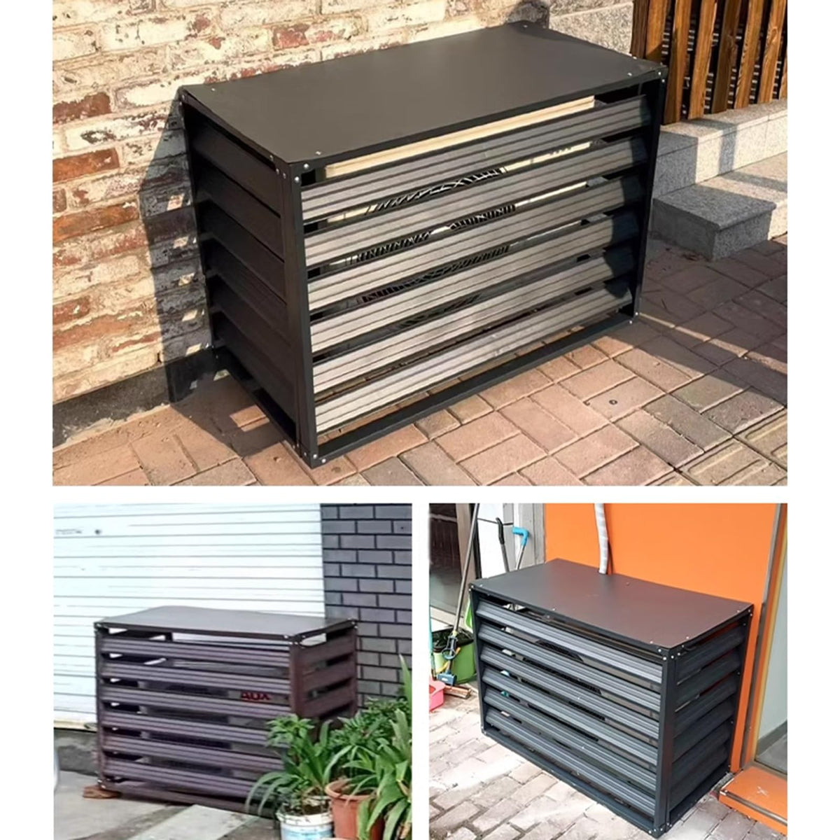 Aluminum Alloy Air Conditioner Fence 4 Panels Brown A677