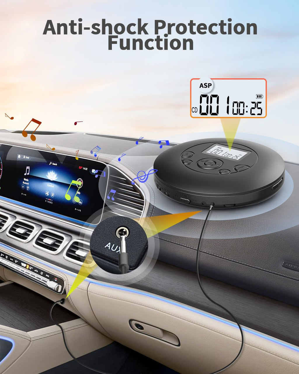 Portable CD Player Rechargeable with Headphones N37274