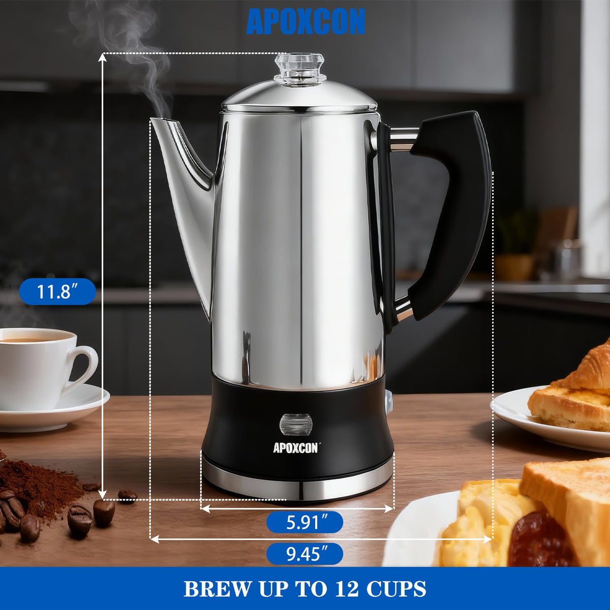 12 Cup Stainless Steel Electric Coffee Percolator L644858