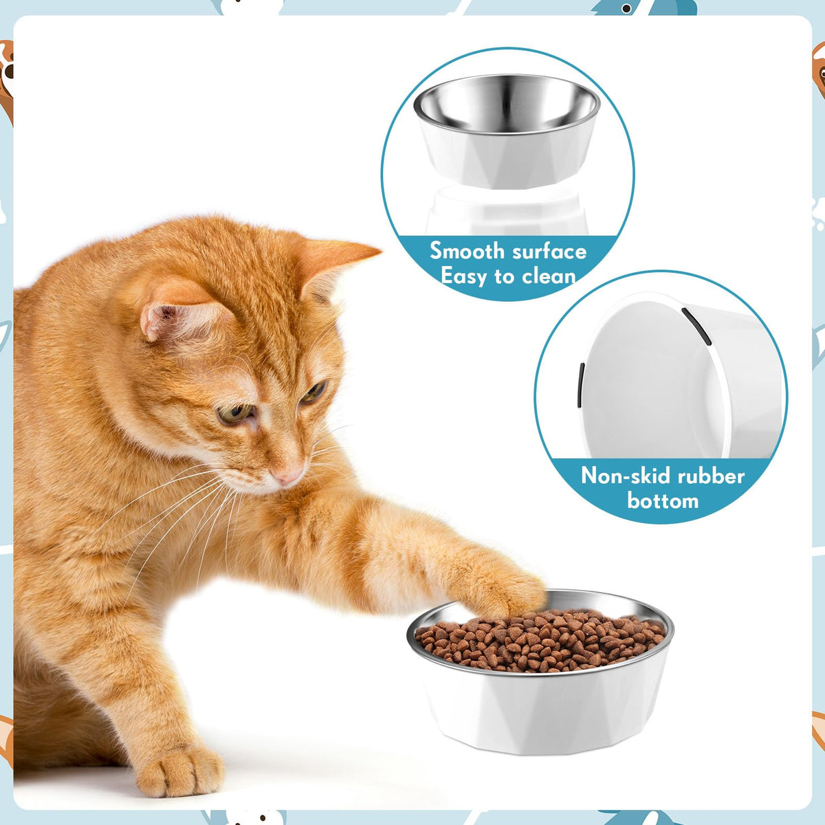 2 Pcs Elevated Cat Bowls D4811