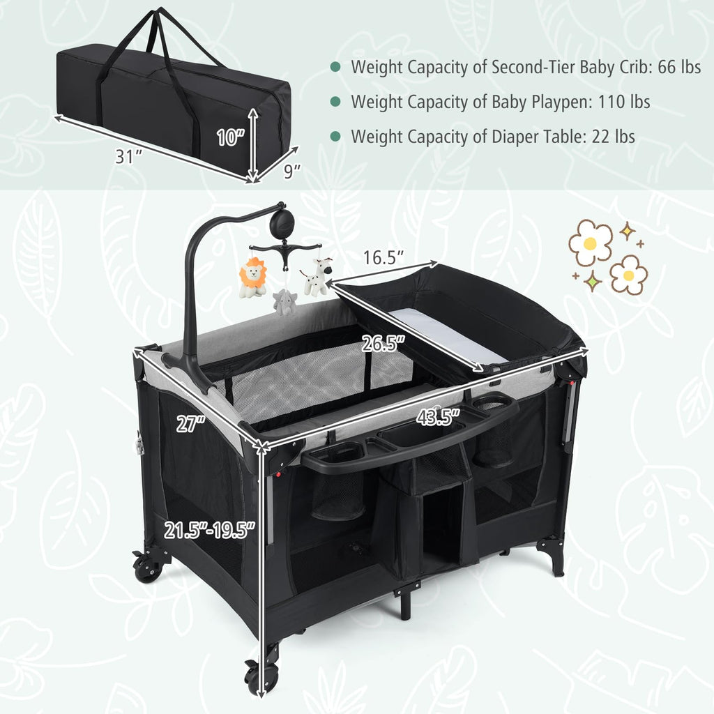 5-in-1 Pack and Play Bassinet Playard with Diaper Changer T54570