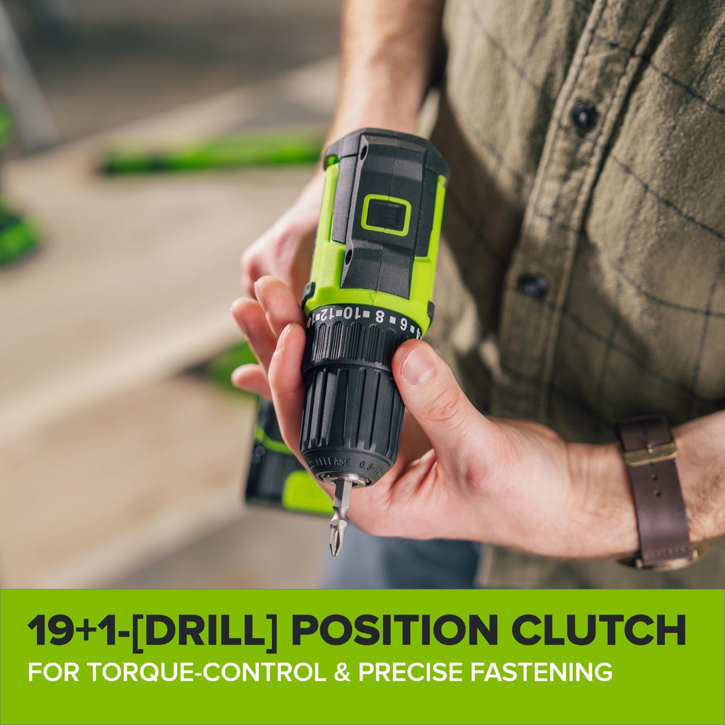 24V Cordless Brushless 3/8" Drill/Driver with 2.0Ah Battery and 10PC Titanium Drill Bit Set X4093