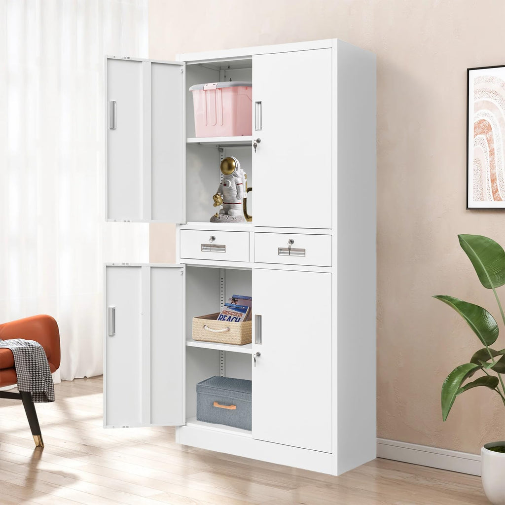 Metal Storage Cabinet with Adjustable Shelves and Drawers A8391