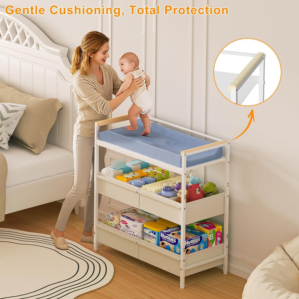 White Baby Changing Table with Storage G342