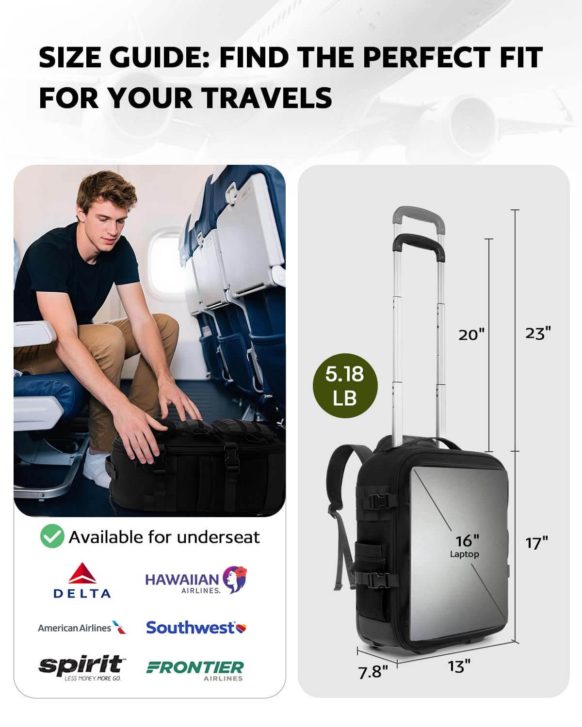 Rolling Wheeled Laptop Backpack M3690