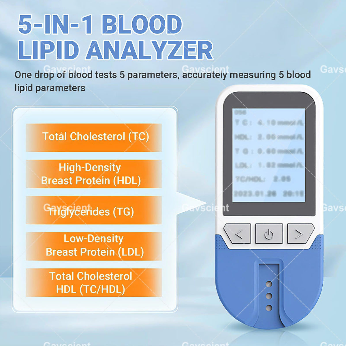 5 in 1 Lipid Test Meter Cholesterol Monitor Kit with 25 Strips R63346