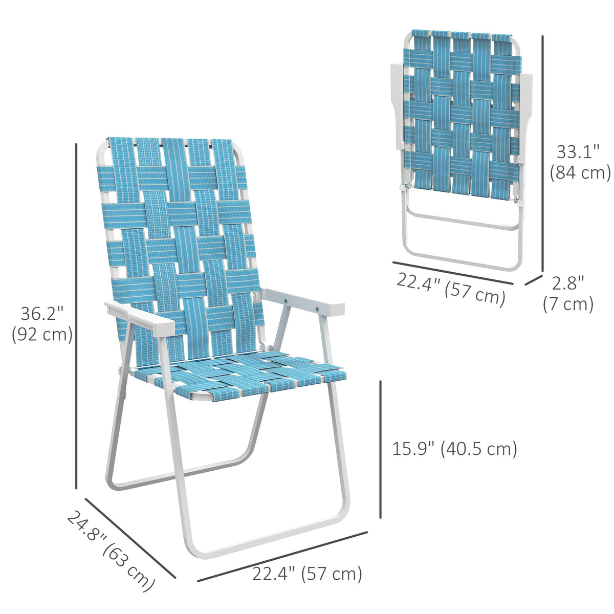 Set of 2 Blue Patio Folding Chairs Y9333
