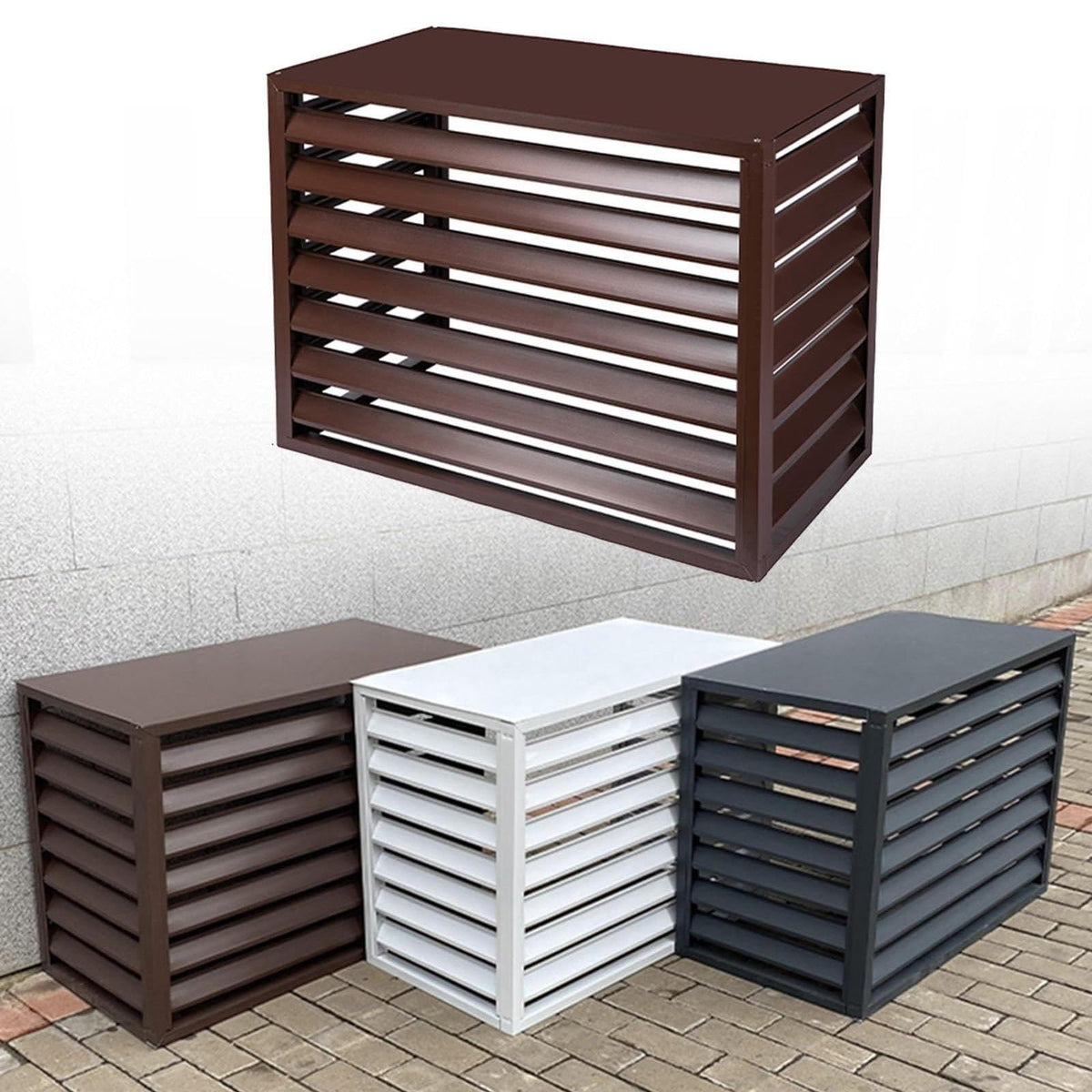 Aluminum Alloy Air Conditioner Fence 4 Panels Brown A677