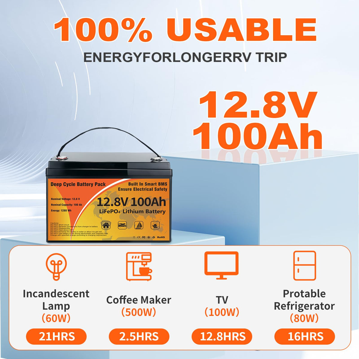 12V 100Ah LiFePO4 Deep Cycle Battery J723