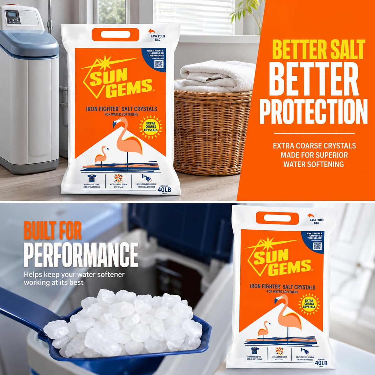 Water Softener Salt Crystals 40 lb 2 Pack T843736