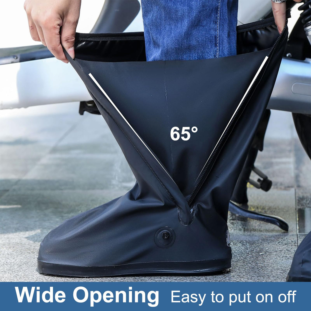Waterproof Reusable Foldable Shoe Covers with Zipper V114130