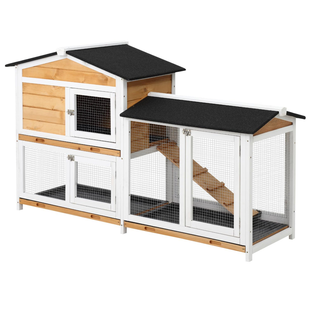 2-Story Wooden Rabbit Hutch with Ramp R10502