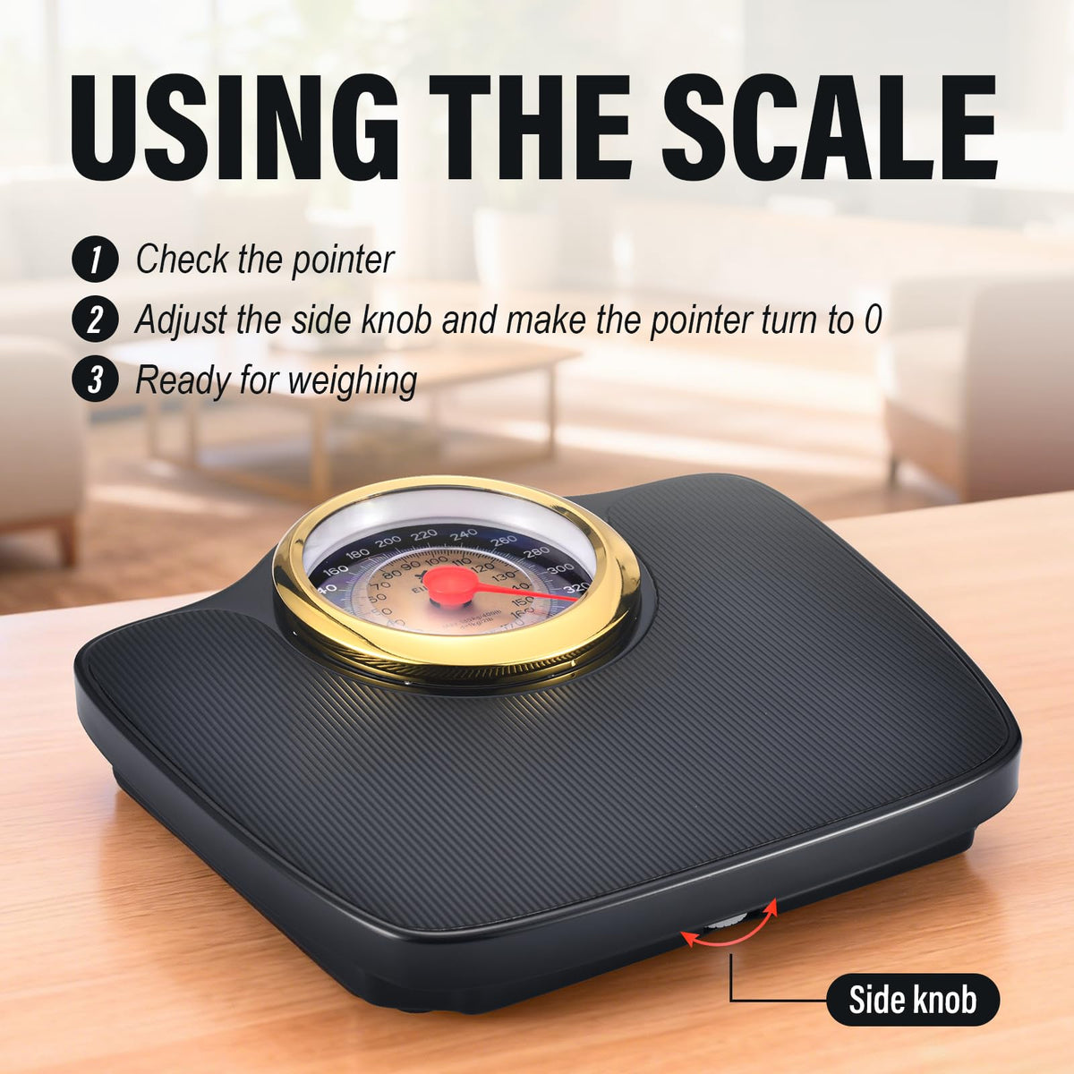 Mechanical Bathroom Scale, Large Dial, 400lbs R4066