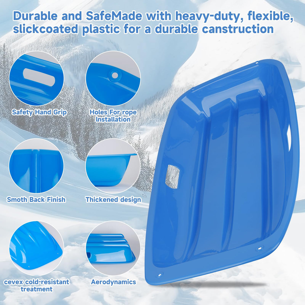 35 inch Plastic Snow Sled with Leash E467189