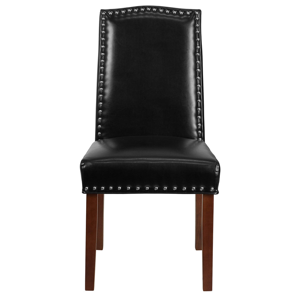Black LeatherSoft Parsons Chair with Nail Trim M12425