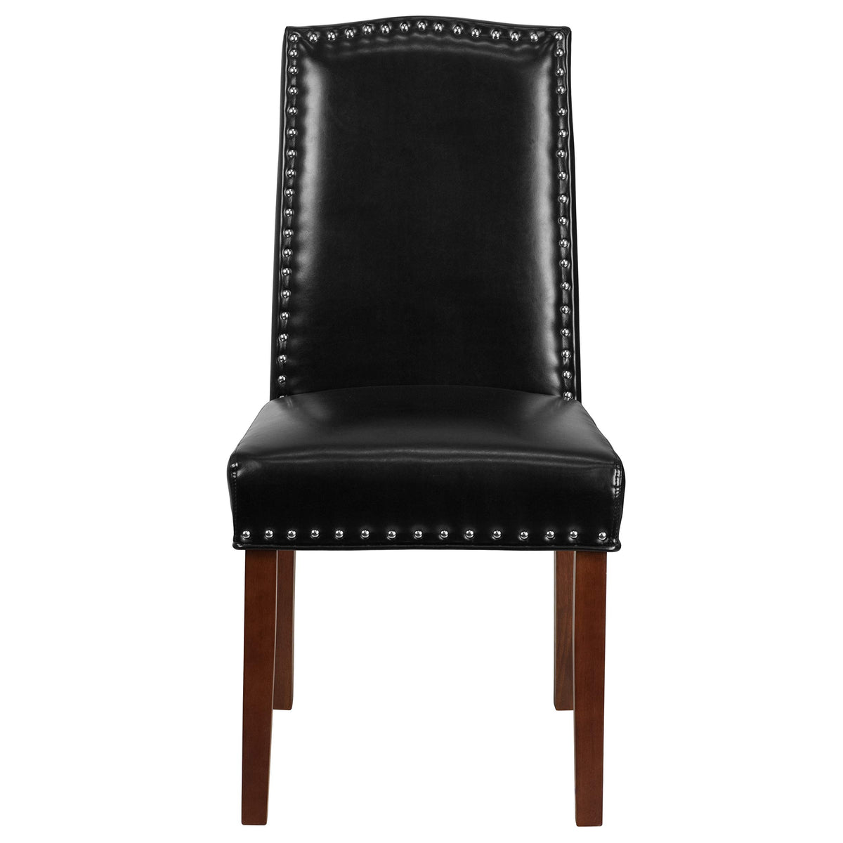 Black LeatherSoft Parsons Chair with Nail Trim M12425