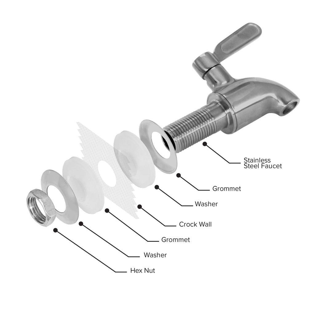 Porcelain Ceramic Crock Water Dispenser with Stainless Steel Faucet and Lid G986
