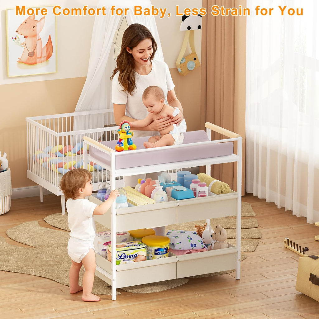 White Baby Changing Table with Storage G342