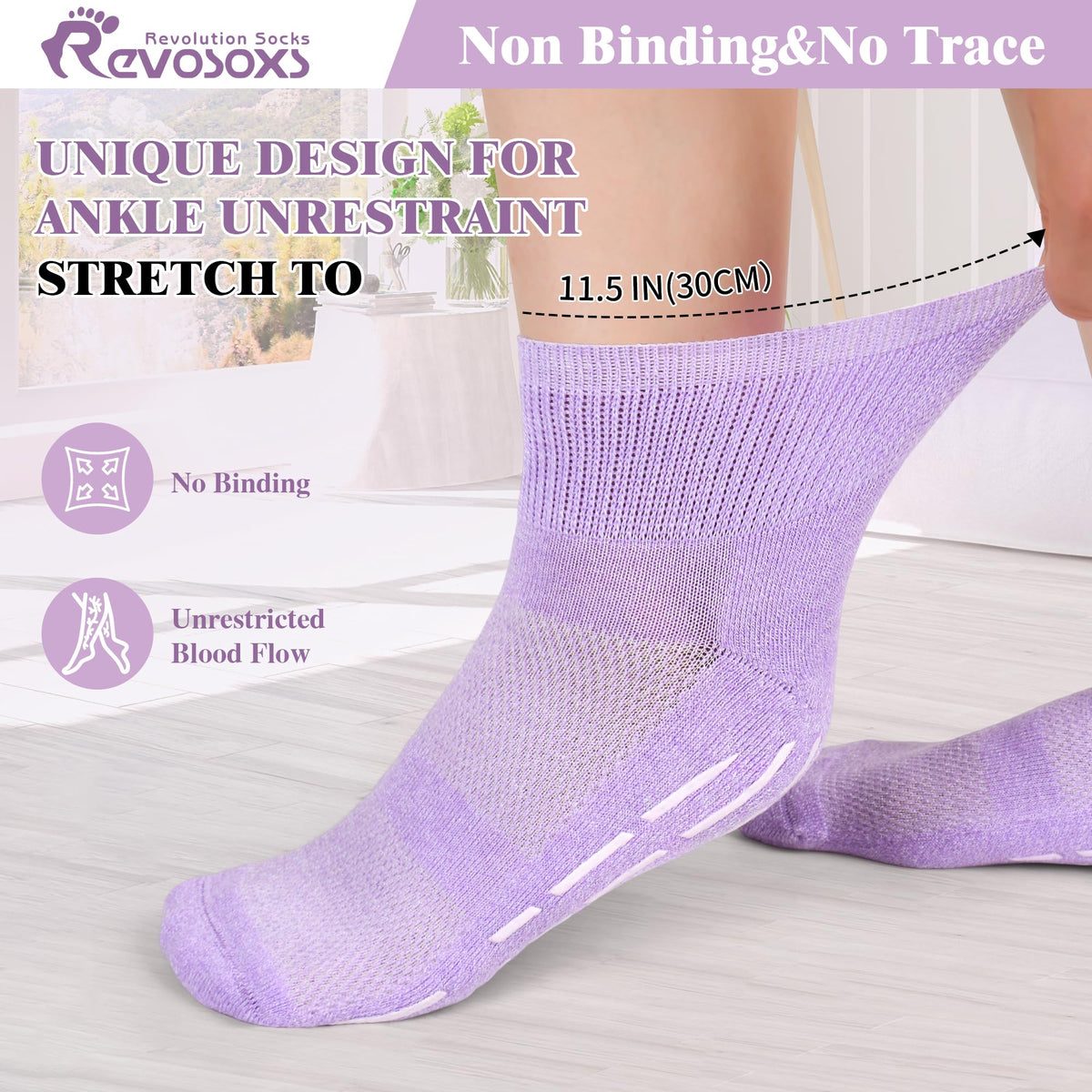 Non Slip Seamless Diabetic Ankle Socks 5 Pairs Z9632