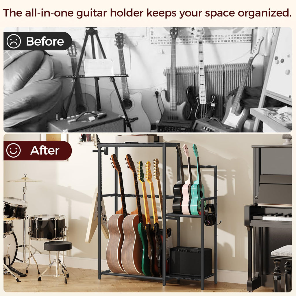 Guitar Stand, Multi-Guitar Rack, AMP Stand, Record Rack D640218