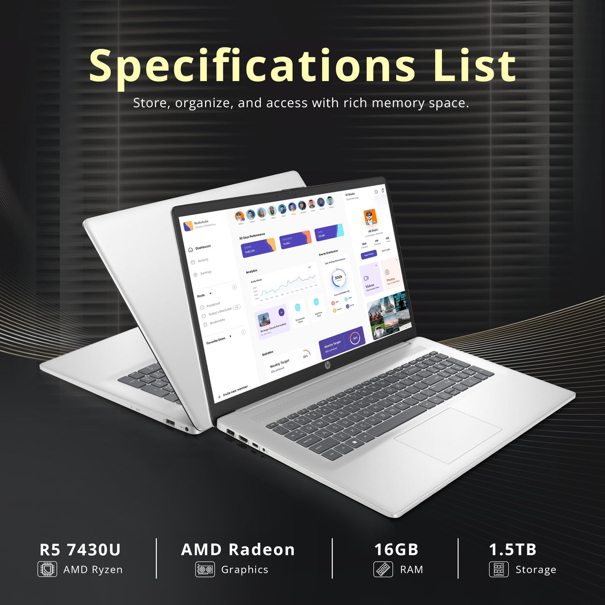 17.3" HD+ Touchscreen Laptop, AMD Ryzen 5, 16GB RAM, 1.5TB Storage, Silver A5621