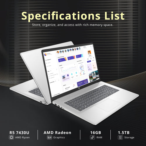 17.3" HD+ Touchscreen Laptop, AMD Ryzen 5, 16GB RAM, 1.5TB Storage, Silver A5621