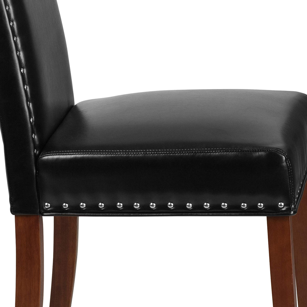 Black LeatherSoft Parsons Chair with Nail Trim M12425