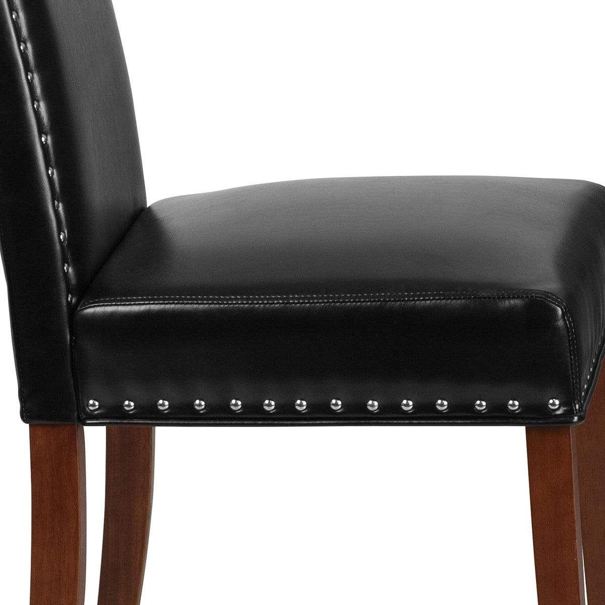 Black LeatherSoft Parsons Chair with Nail Trim M12425