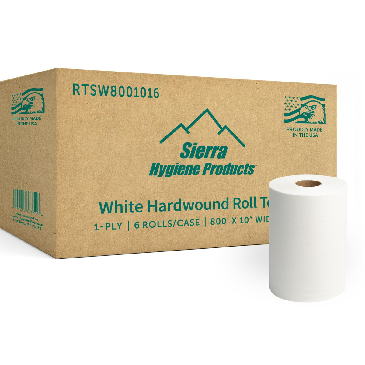White 1-Ply Hardwound Paper Towels, 6 Rolls T33254