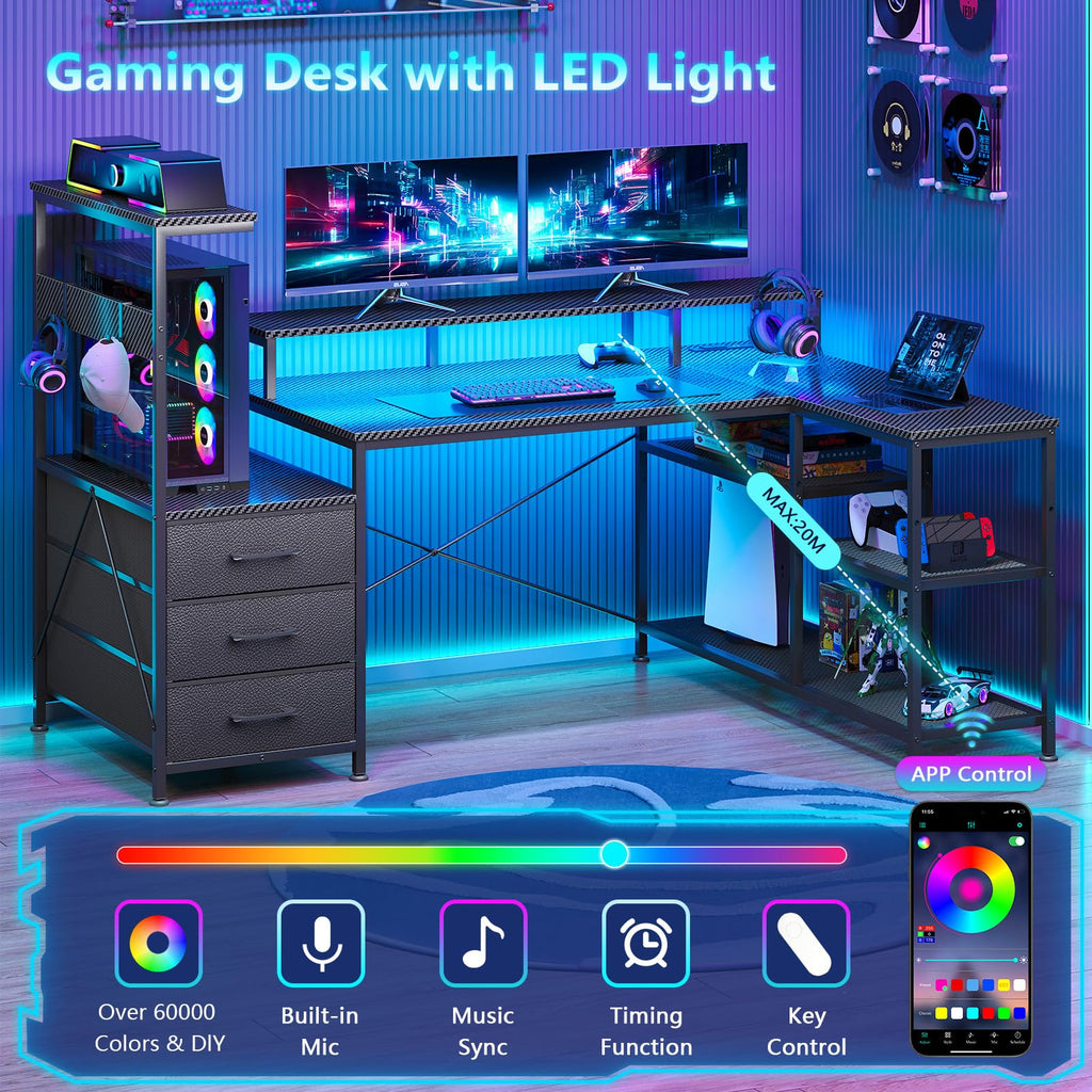 L Shaped Gaming Desk with Drawers A15179