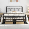 Black Metal Bed Frame with Spindle Headboard D11005